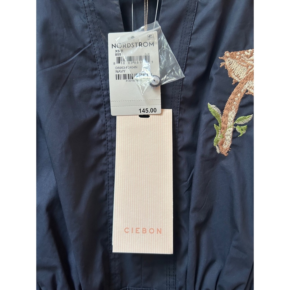 Ciebon Fit and Flare Navy Blue Embroidered Dress XS NEW! $145 - Picture 16 of 16